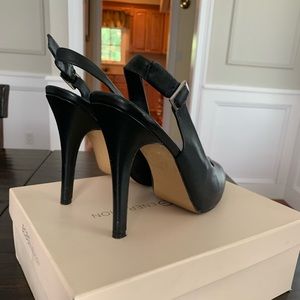 BCBG Black Leather Slingback Pumps
